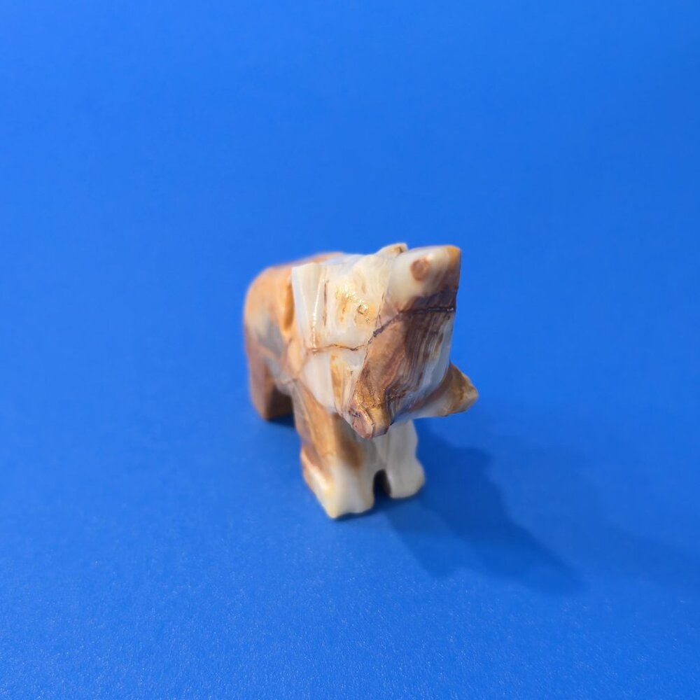 Banded Calcite Stone Elephant Business Card Holder B1032 - Picture 3 of 9